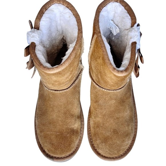 Kids' Koolabura Ugg Victoria Short Boot Chesnut Size 1 Suede Faux Sherpa Cognac - Picture 5 of 10